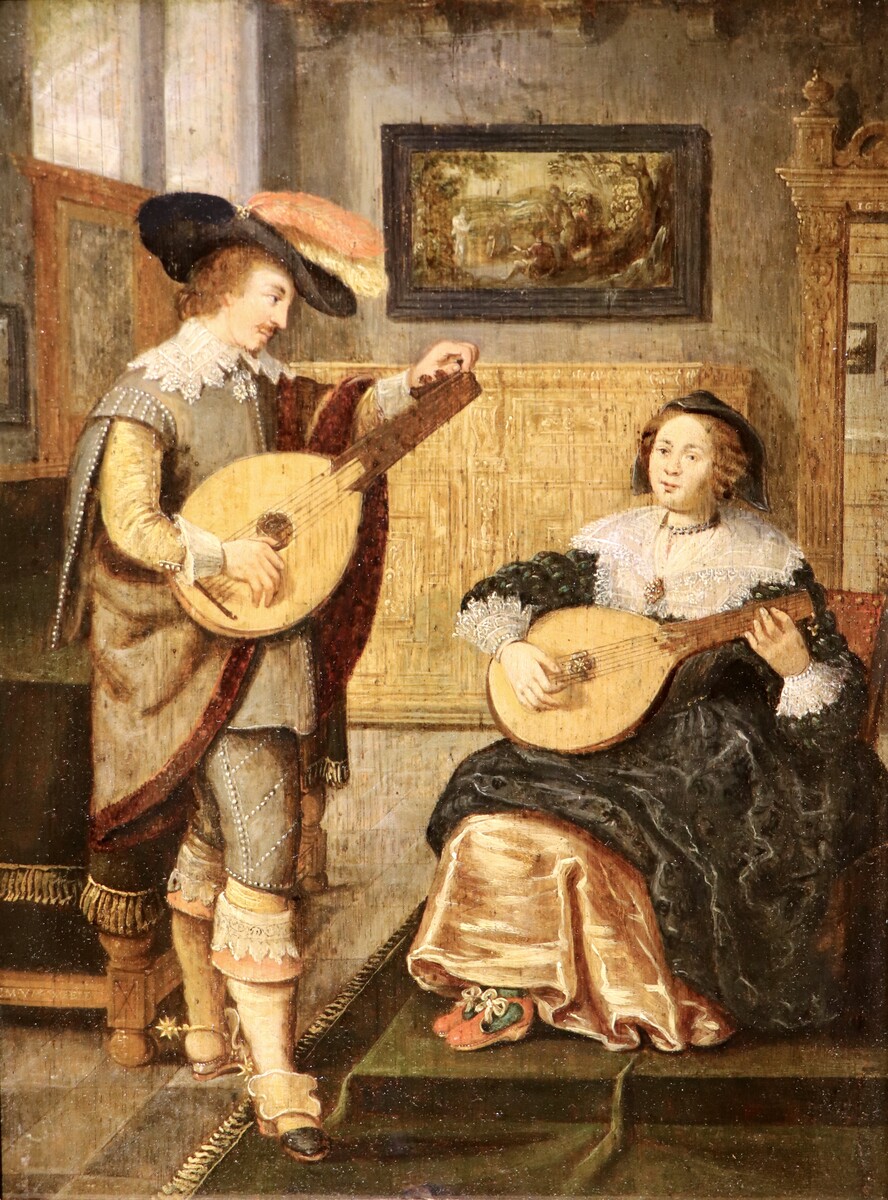 A couple playing the lute