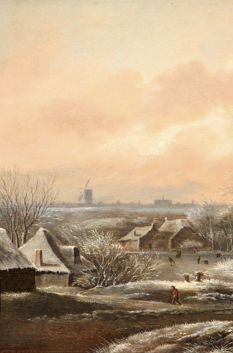 A winter landscape with a view of Haarlem in the back