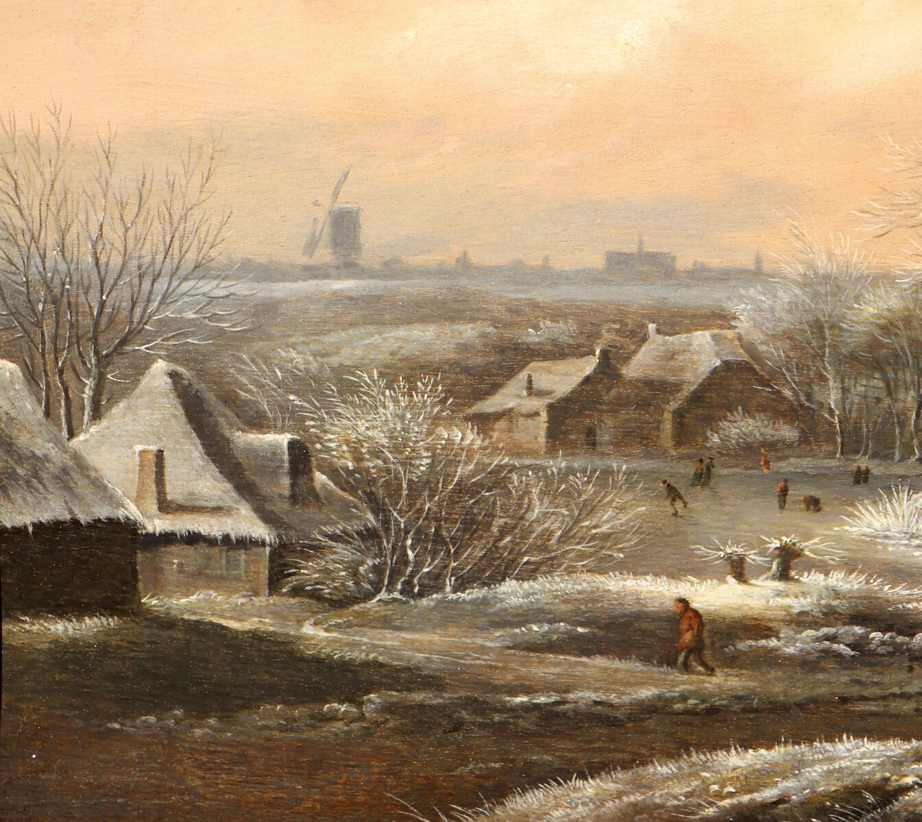 A winter landscape with a view of Haarlem in the back