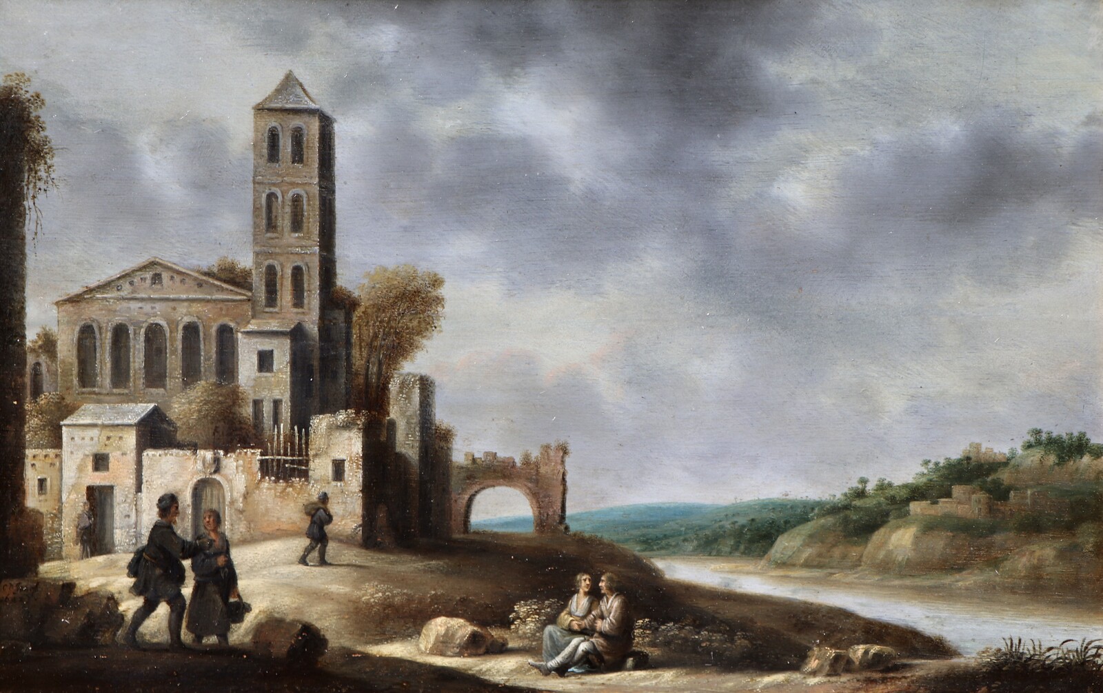 An Italianate river landscape