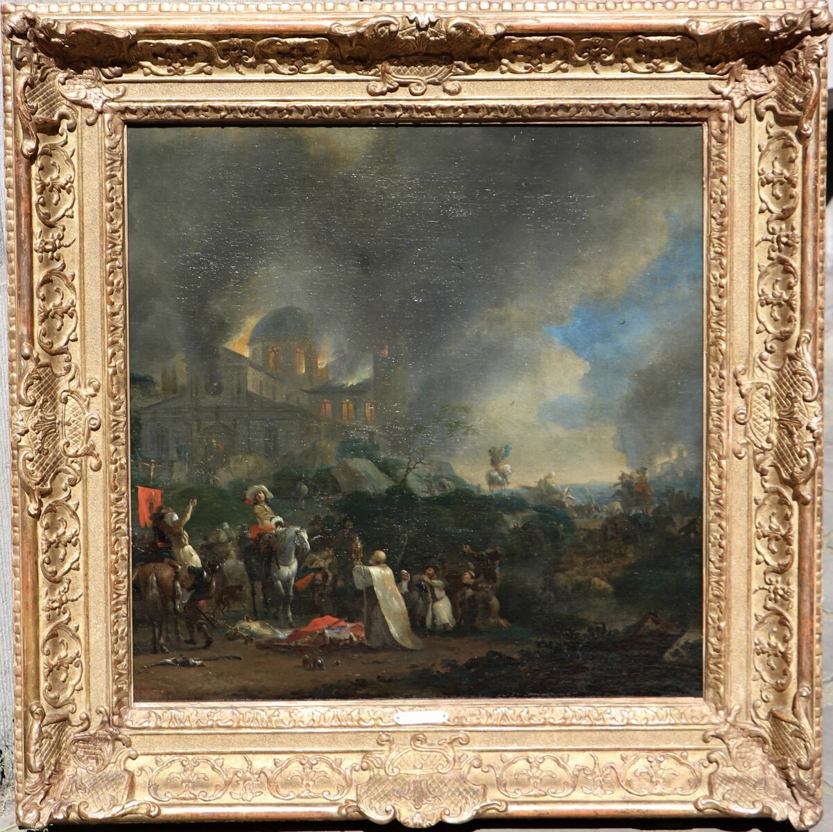 Dutch soldiers plundering and burning down a church