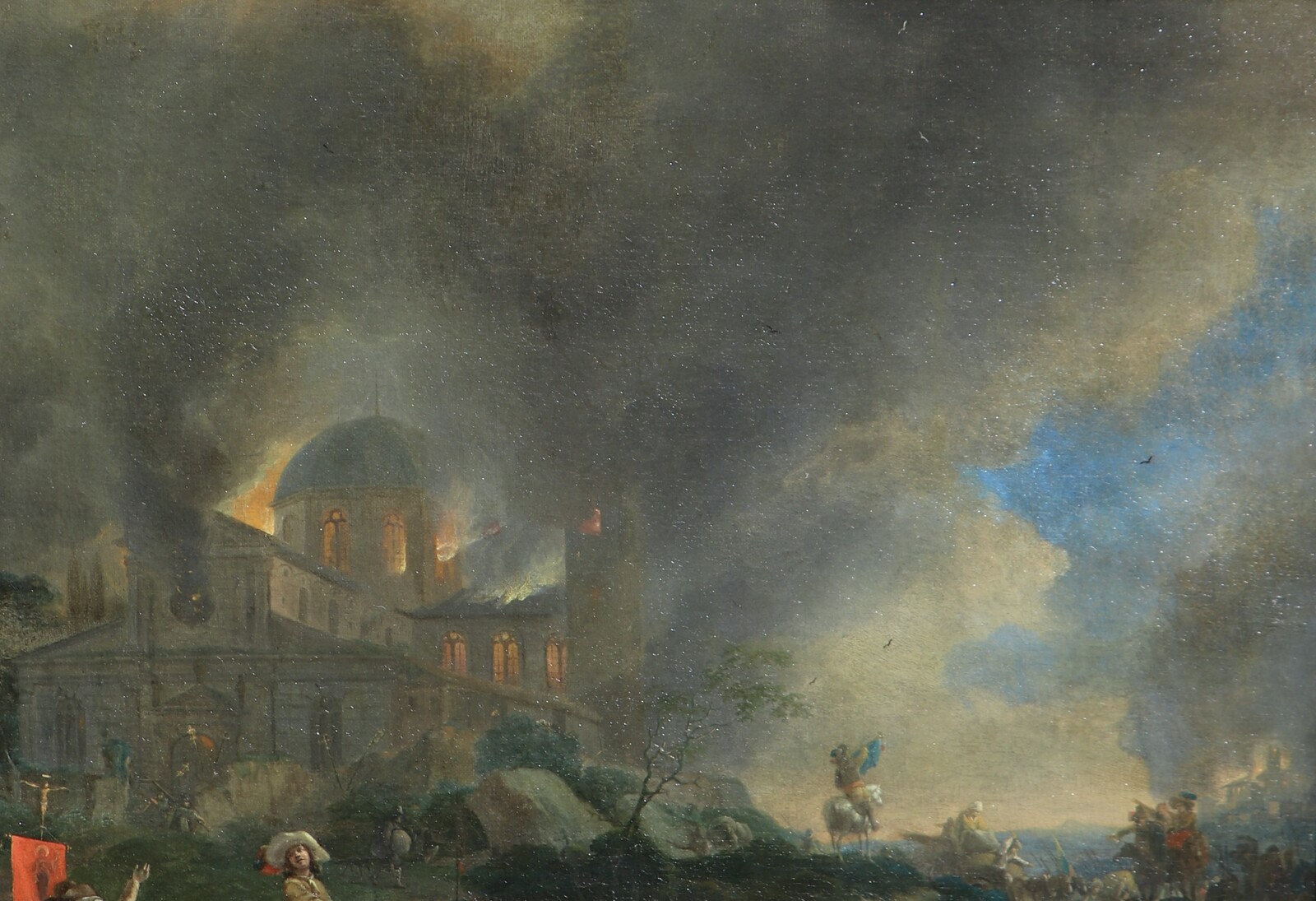 Dutch soldiers plundering and burning down a church