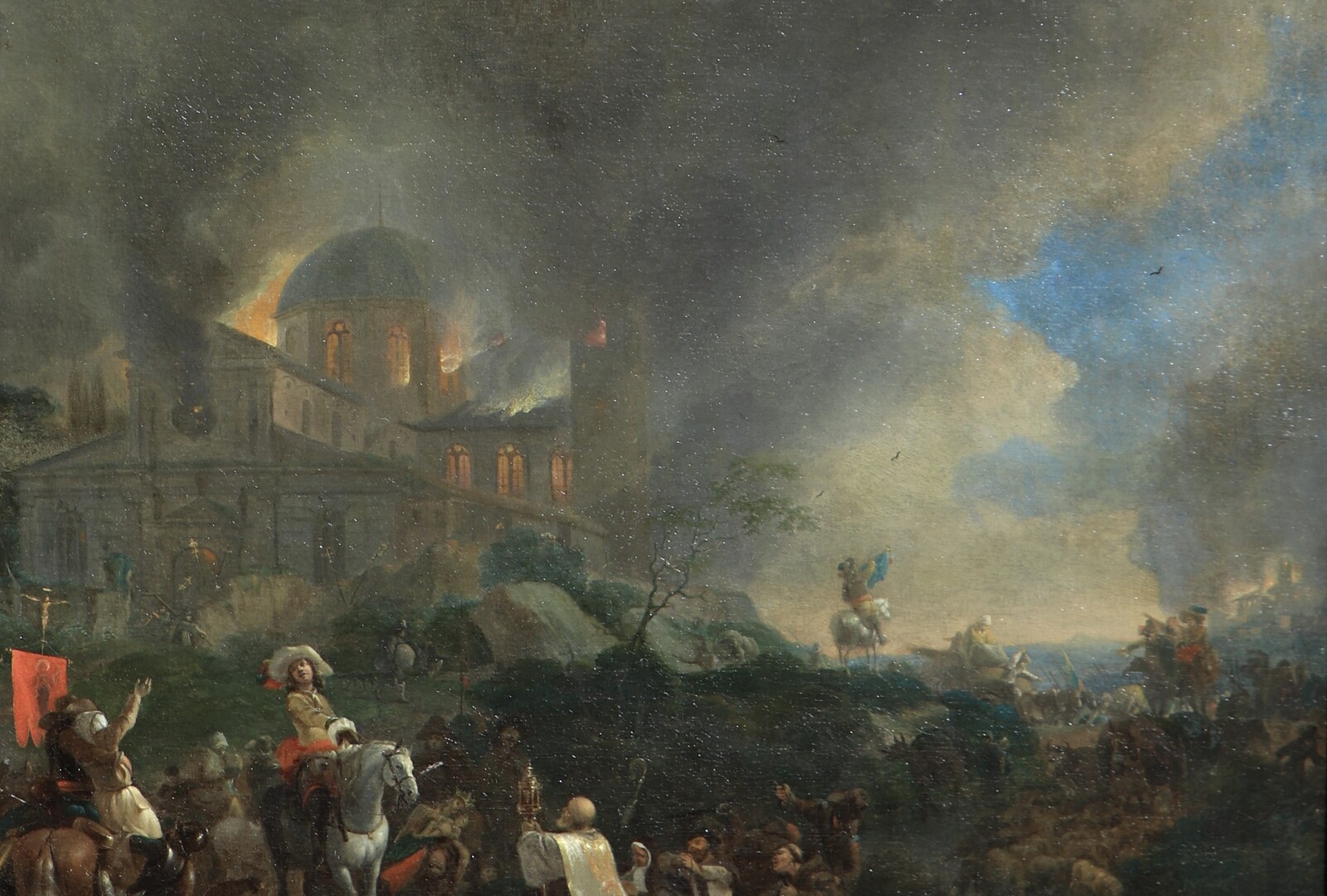 Dutch soldiers plundering and burning down a church