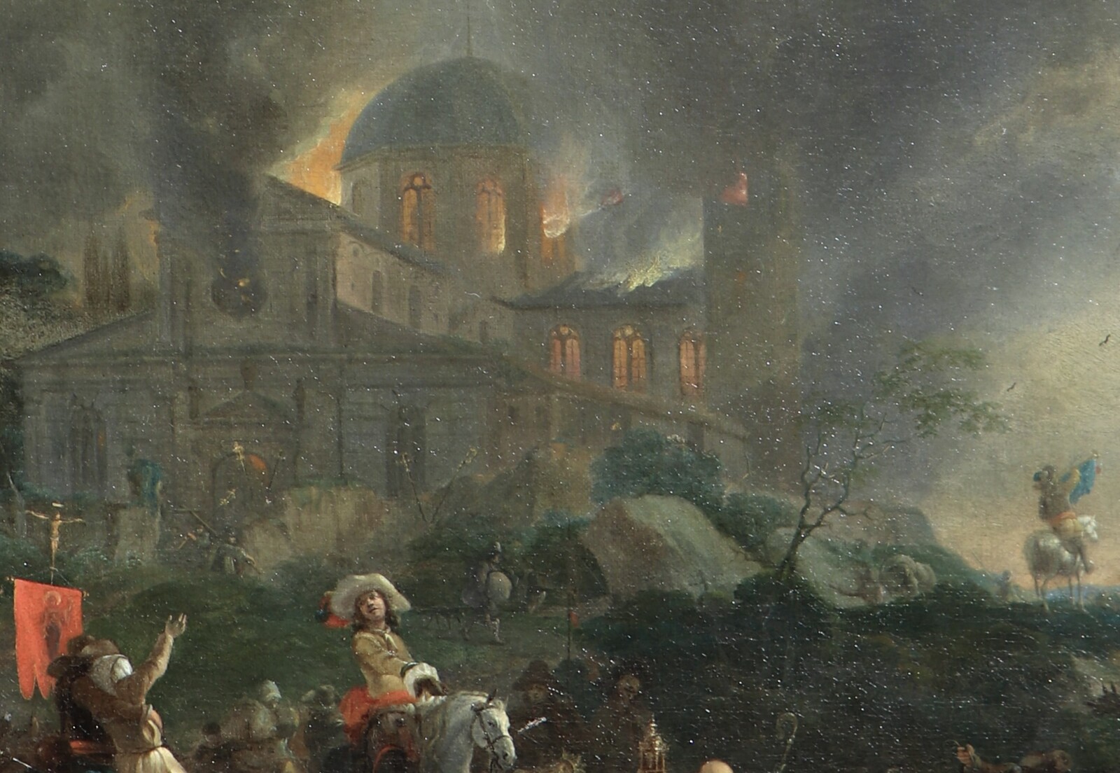 Dutch soldiers plundering and burning down a church