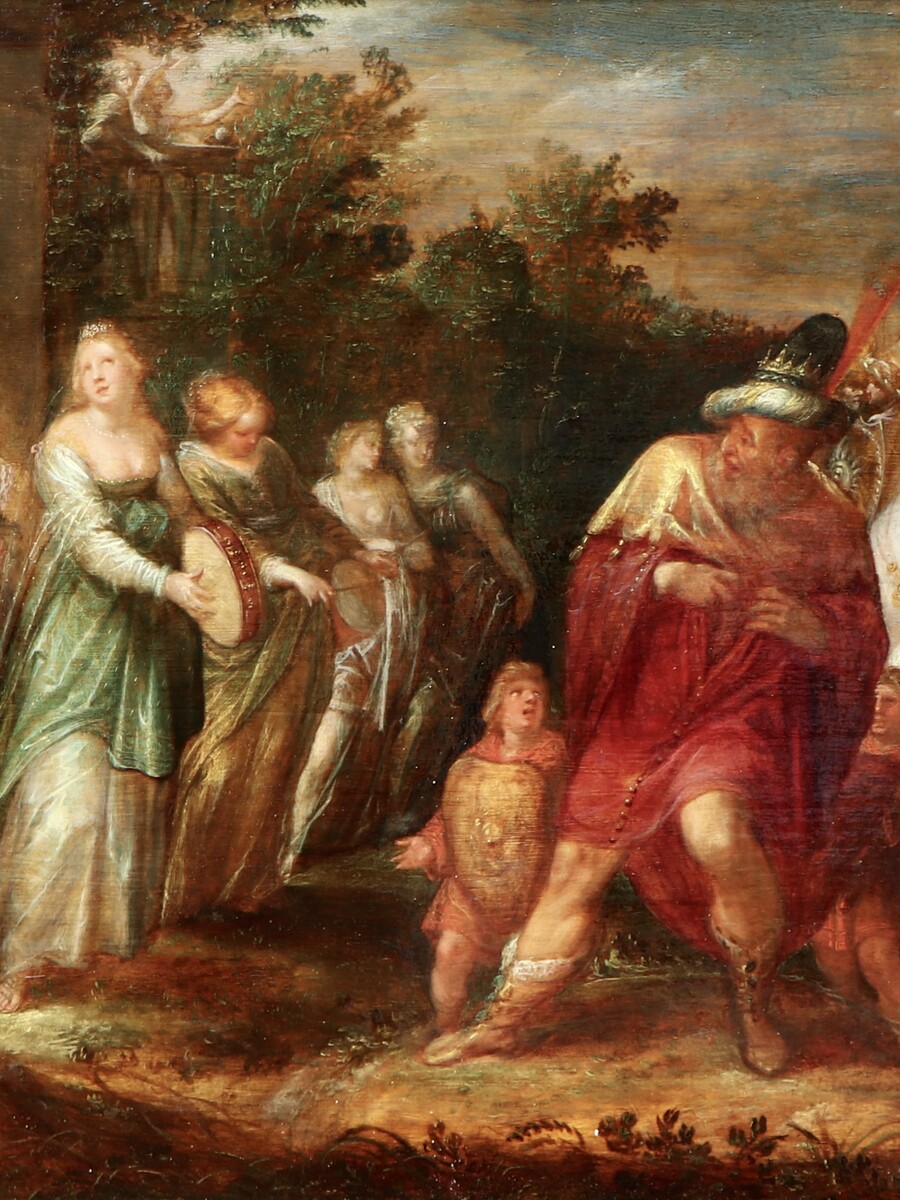 Jephthah’s daughter greeting her father on his return