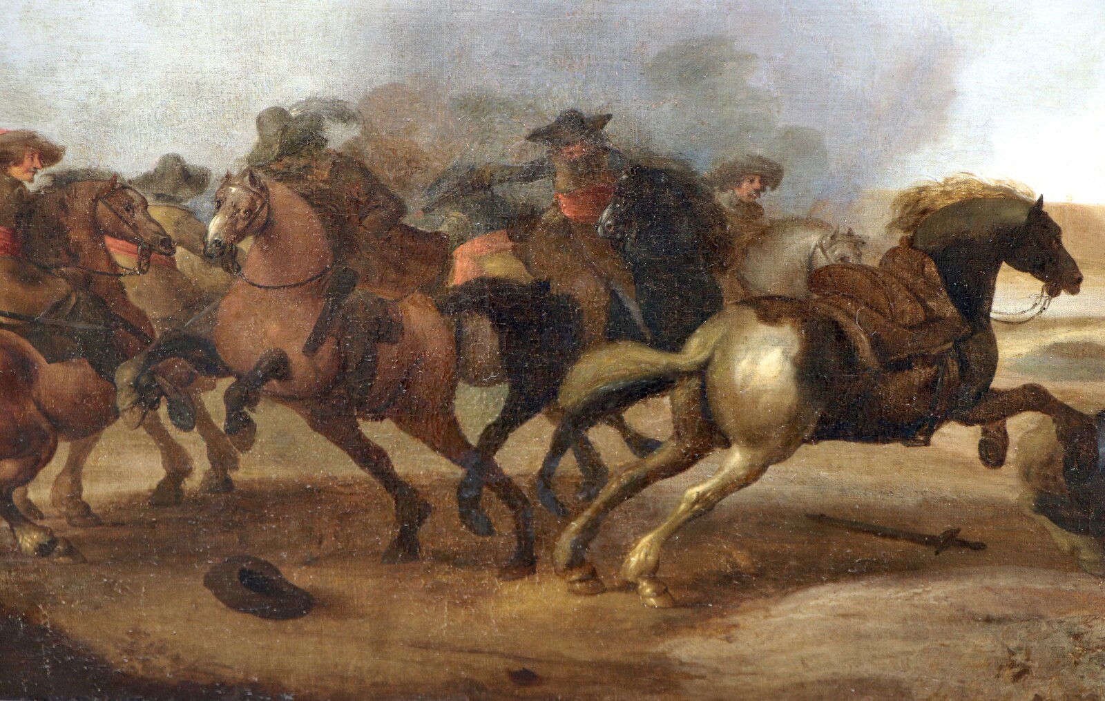 One of a pair of cavalry battle scenes